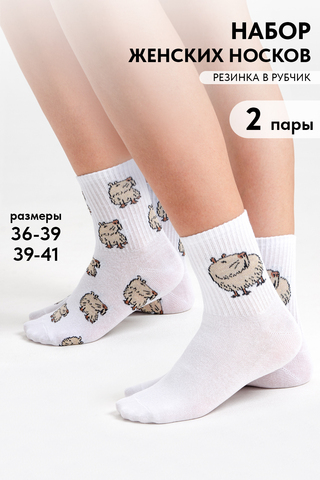 Носки стандарт женские Капибара бой (набор 2 пары)