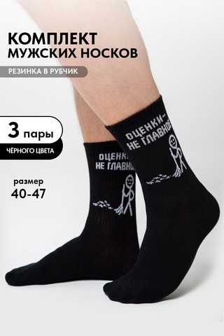 Носки стандарт мужские Оценки не главное (набор 3 пары)