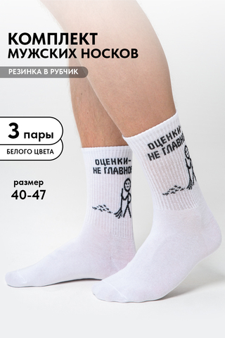 Носки стандарт мужские Оценки не главное (набор 3 пары)