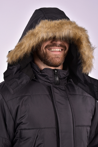 Куртка зимняя мужская с капюшоном, мех