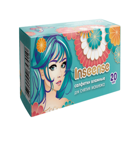 Салфетки влажные косметические для снятия макияжа Inseense 20шт