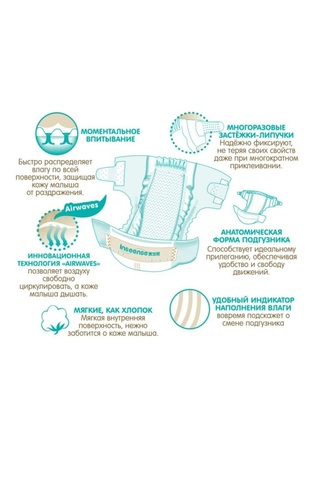Подгузники для мальчиков Inseense M 6-11 кг 64 шт Q5S