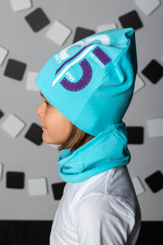 Комплект шапка и шарф для мальчика 85 Голубой