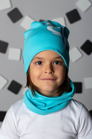 Комплект шапка и шарф для мальчика 85 Голубой