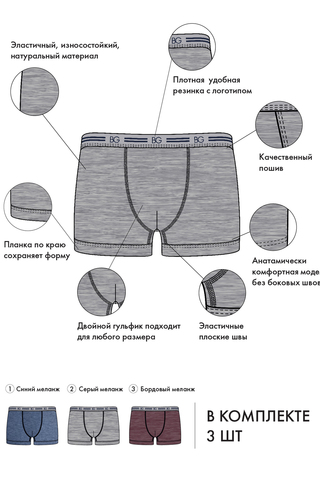Трусы мужские BeGood UM1201A Underwear 3 шт