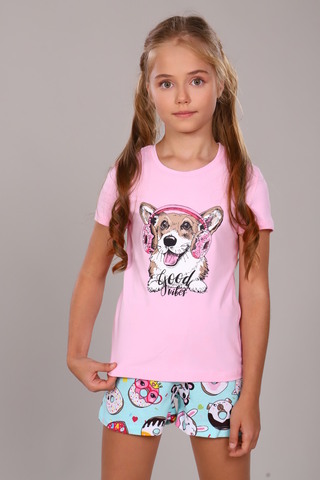 Пижама с шортами для девочки Пончики арт. ПД-009-026