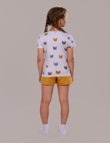 Пижама с шортами для девочки Кошки арт. ПД-009-024