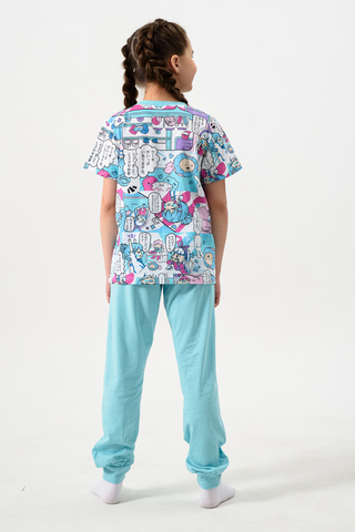 Пижама с брюками для девочки Киношка Аниме короткий рукав